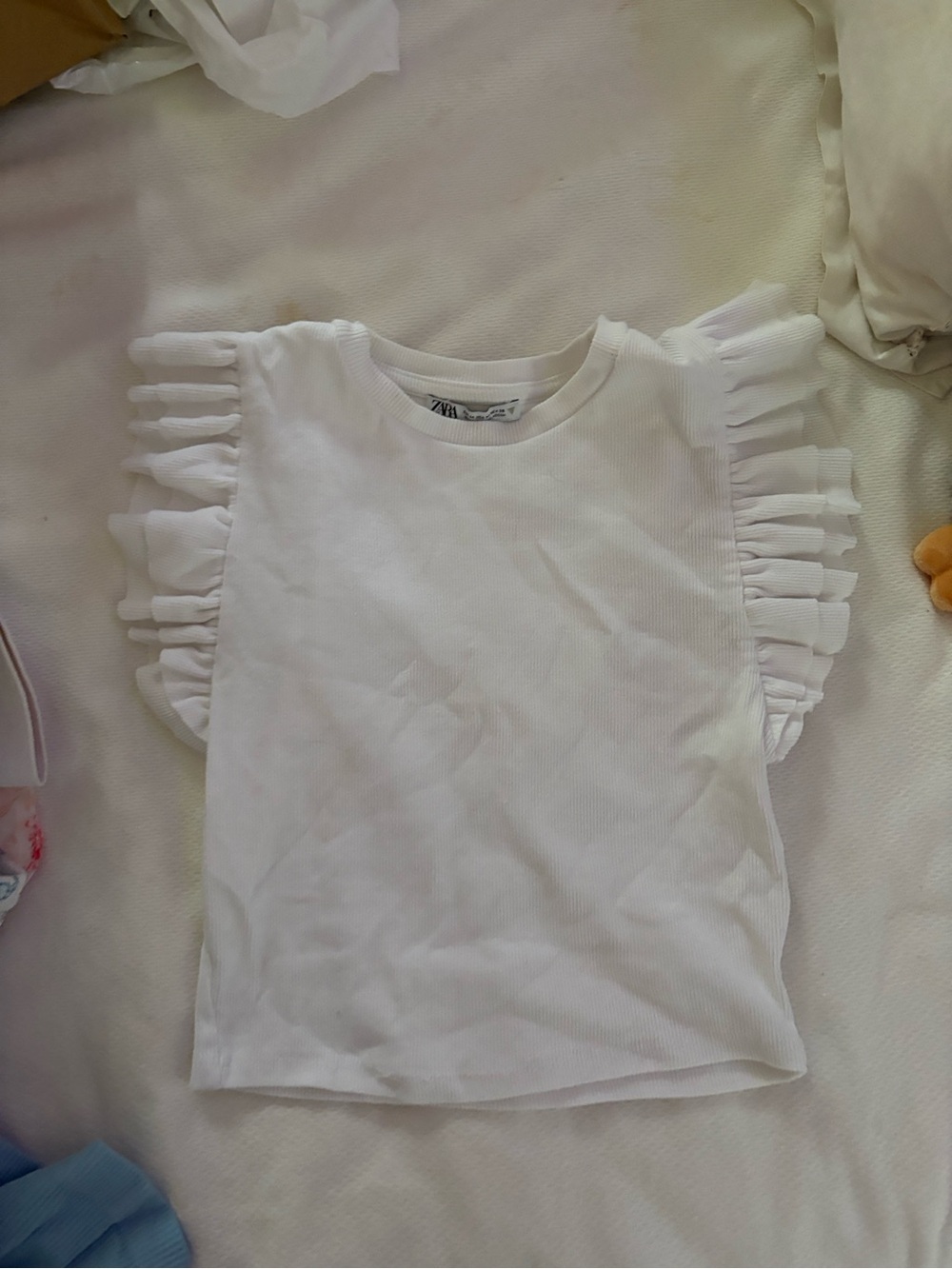 Zara White Ruffle Sleeve Top